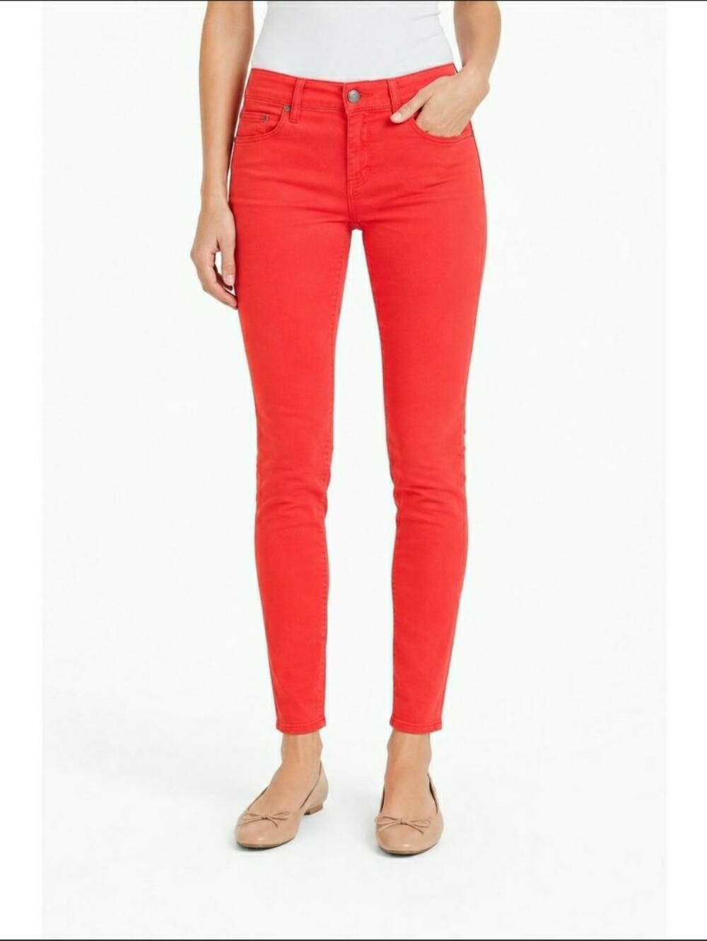 Abercrombie & Fitch Coral Red Skinny Jeans - Size 28 Low Rise Bright Preppy Fun